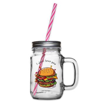 i love u and burger - Henkelglas mit Schraubdeckel - Klar - Rechts