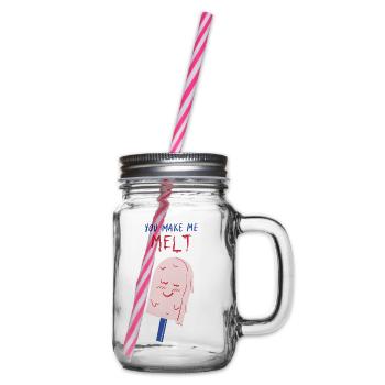 you make me melt icecream - Glass jar with handle and screw cap - clear - Right