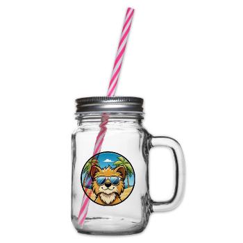 Lowchen Little Lion Dog Breed Cartoon Sunglasses - Glass jar with handle and screw cap - clear - Right