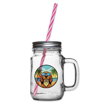 Gordon Setter Hunderasse Cartoon Sonnenbrille Strand - Henkelglas mit Schraubdeckel - Klar - Rechts