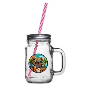 Dogue De Bordeaux Chien Race Dessin Animé Lunettes De Soleil Plage - Bocal à boisson - transparent - Droite