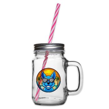 Blue Heeler Hunderasse Cartoon Sonnenbrille Strand - Henkelglas mit Schraubdeckel - Klar - Rechts