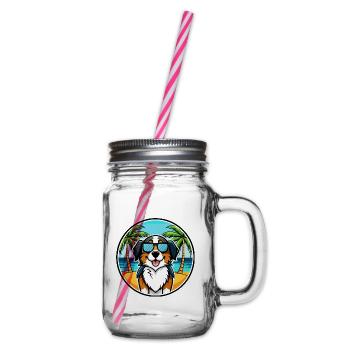 Berner Laufhund Hunderasse Cartoon Sonnenbrille Strand - Henkelglas mit Schraubdeckel - Klar - Rechts