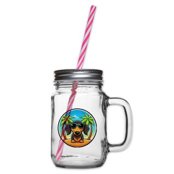 Lunettes de soleil de dessin animé de race de chien teckel à poil dur - Bocal à boisson - transparent - Droite