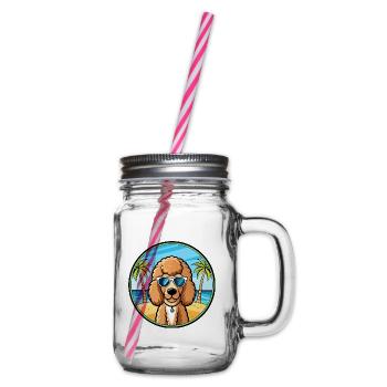 Caniche Chien Race Dessin Animé Lunettes De Soleil Plage - Bocal à boisson - transparent - Droite