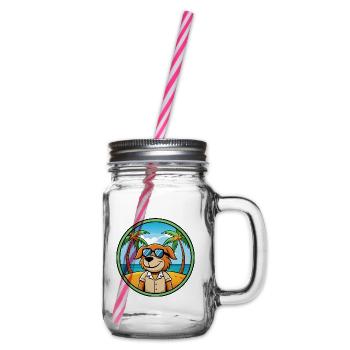 Poitevin Hound Hund Rasse Cartoon Sonnenbrille Strand - Henkelglas mit Schraubdeckel - Klar - Rechts