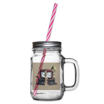 Computer with flowers - nature overwhelmed technique - Glass jar with handle and screw cap - clear - Right