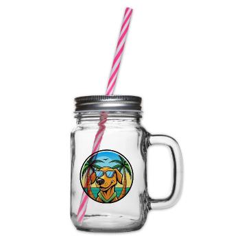 Litauischer Windhund Rasse Cartoon Sonnenbrille Strand - Henkelglas mit Schraubdeckel - Klar - Rechts