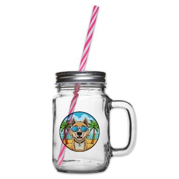 Kuchi Afghanischer Schäferhund Hunderasse Cartoon Sonnenbrille - Henkelglas mit Schraubdeckel - Klar - Rechts