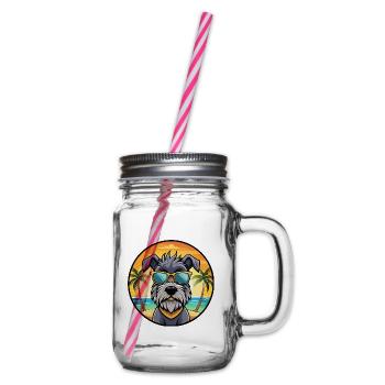 Bouvier Des Ardennes Hunderasse Cartoon Sonnenbrille - Henkelglas mit Schraubdeckel - Klar - Rechts