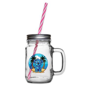 Blaue Picardie Spaniel Hund Rasse Cartoon Sonnenbrille - Henkelglas mit Schraubdeckel - Klar - Rechts