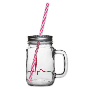 Herzschlag-EKG-Linie Medizinischer Pulswellen-Ikon-Vektor - Henkelglas mit Schraubdeckel - Klar - Rechts