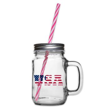 Stars & Stripes Lettermark USA - Henkelglas mit Schraubdeckel - Klar - Rechts