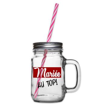HOCHZEIT. ZUKÜNFTIGE BRAUT. Junggesellinnenabschied - Henkelglas mit Schraubdeckel - Klar - Rechts