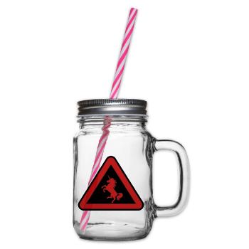 Achtung Einhorn, Gefahr - Henkelglas mit Schraubdeckel - Klar - Rechts