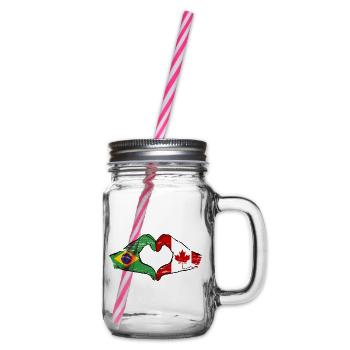 Brésil Canada Drapeau Mains Coeur Utilisé - Bocal à boisson - transparent - Droite