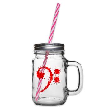 Bass Clef Red - Lustiges Musikliebhabergeschenk - Henkelglas mit Schraubdeckel - Klar - Rechts