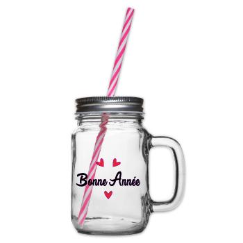 HAPPY NEW YEAR. NEW YEAR'S EVE. BEST WISHES - Glass jar with handle and screw cap - clear - Right