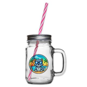 Lunettes de soleil de dessin animé de race de chat bleu russe plage - Bocal à boisson - transparent - Droite
