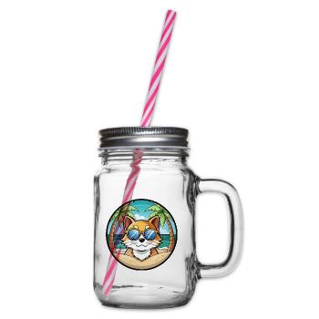 Ragdoll Katzenrasse Cartoon Sonnenbrille Strand - Henkelglas mit Schraubdeckel - Klar - Rechts
