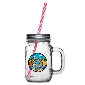 Rhino Lustige Cartoon Sommer Strand Sonnenbrille Cool - Henkelglas mit Schraubdeckel - Klar - Rechts
