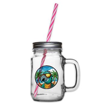 Papagei Lustige Cartoon Sommer Strand Sonnenbrille Cool - Henkelglas mit Schraubdeckel - Klar - Rechts