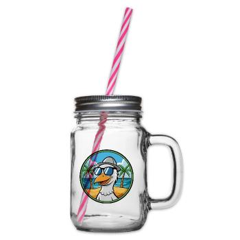 Gans Lustige Cartoon Sommer Strand Sonnenbrille Cool - Henkelglas mit Schraubdeckel - Klar - Rechts