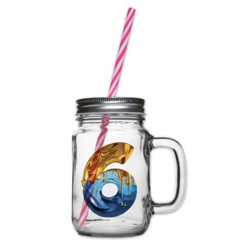 NO. 6 NUMBER 6 COOL 6TH BIRTHDAY - Glass jar with handle and screw cap - clear - Right