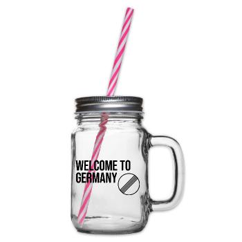WELCOME TO GERMANY by Unbegrenzt Apparel - Henkelglas mit Schraubdeckel - Klar - Rechts