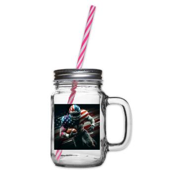 Patriotischer American Football - Henkelglas mit Schraubdeckel - Klar - Rechts