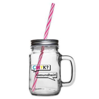 CMYK Grafiker Nerd Spruch Geschenk Shirt - Henkelglas mit Schraubdeckel - Klar - Rechts