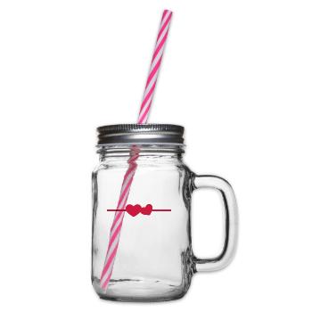 Line heart ornament icon - Glass jar with handle and screw cap - clear - Right