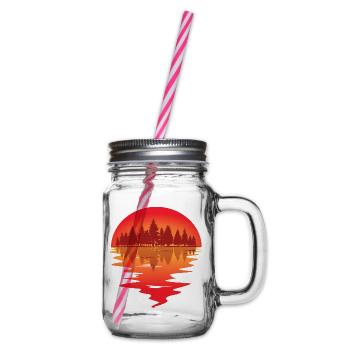 Sonnenuntergang am Waldsee - Henkelglas mit Schraubdeckel - Klar - Rechts