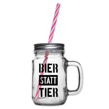 BIER STATT TIER VEGAN VEGANER - Henkelglas mit Schraubdeckel - Klar - Rechts