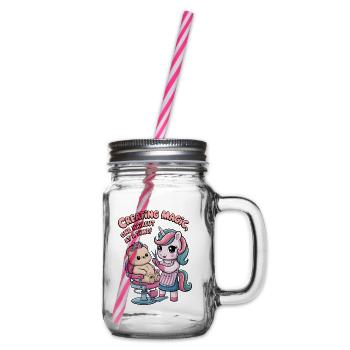 Creating Magic, One Haircut At A Time! - Glass jar with handle and screw cap - clear - Right