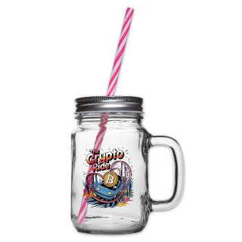 The Crypto Ride - Glass jar with handle and screw cap - clear - Right