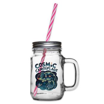 Cosmic Camouflage - Glass jar with handle and screw cap - clear - Right
