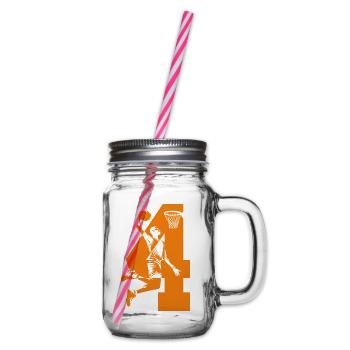 NUMBER 4 BASKETBALL 4TH BIRTHDAY - Glass jar with handle and screw cap - clear - Right