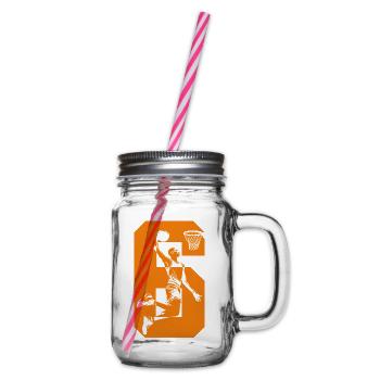 NUMBER 6 BASKETBALL 6TH BIRTHDAY - Glass jar with handle and screw cap - clear - Right