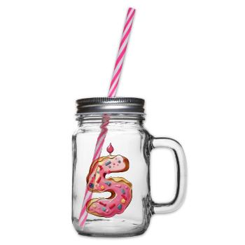 NUMBER 5 CAKE SWEET 5TH BIRTHDAY - Glass jar with handle and screw cap - clear - Right
