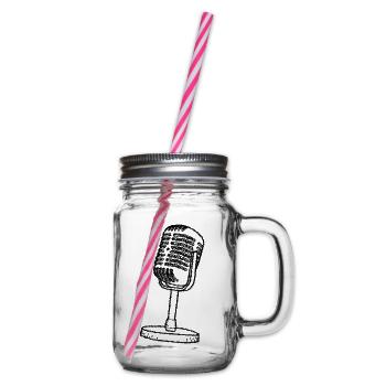 Microphone - Retro - drawn - Glass jar with handle and screw cap - clear - Right
