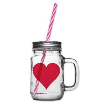 heart - Glass jar with handle and screw cap - clear - Right