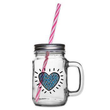 Leopard Heart Burst - Glass jar with handle and screw cap - clear - Right