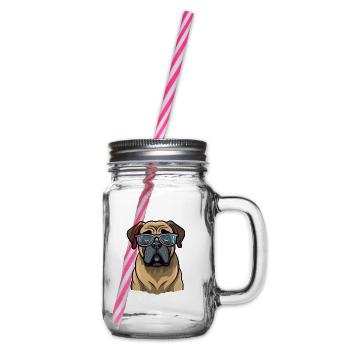 Englische Dogge Hunderasse Aquarell Cartoon Kawai - Henkelglas mit Schraubdeckel - Klar - Rechts
