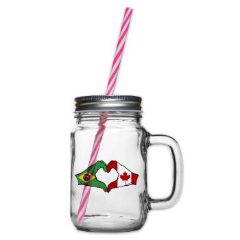 Brésil Canada Drapeau Mains Coeur Forme - Bocal à boisson - transparent - Droite