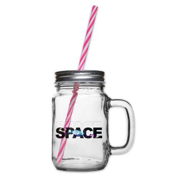 Space Schriftzug Galaxie-Texture - Henkelglas mit Schraubdeckel - Klar - Rechts