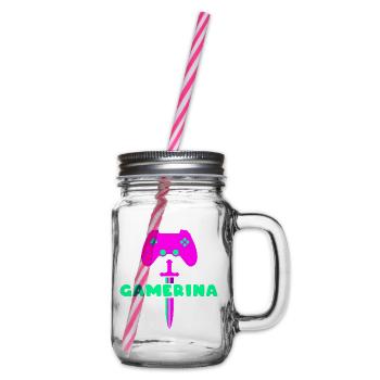 GAMERINA Neon Sword Logo - Henkelglas mit Schraubdeckel - Klar - Rechts
