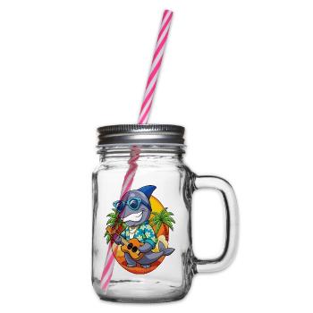 Lustige Robbe Sommer Strand Sonnenbrille Hawaiianisch - Henkelglas mit Schraubdeckel - Klar - Rechts