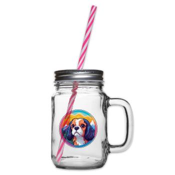 Cavalier King Charles Spaniel Hunderasse Cartoon Ka - Henkelglas mit Schraubdeckel - Klar - Rechts