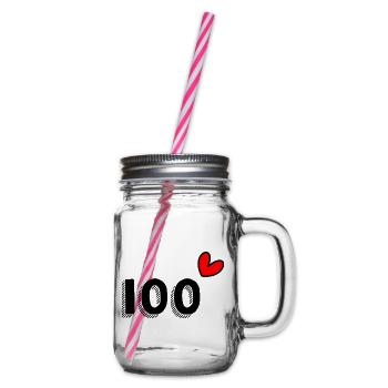 100. 100 YEARS. 100th ANNIVERSARY. BIRTHDAY 100 - Glass jar with handle and screw cap - clear - Right